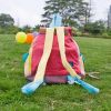 [Pink Rabbit] Embroidered Applique Kids Fabric Art School Backpack / Outdoor Backpack (8.7*10.2*4.3)