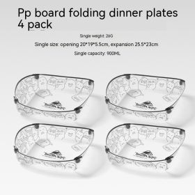 Outdoor Folding Bowls, Tableware, Portable Travel Plates (Option: Four Pack Folding Dining Pla)