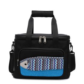 Fish Pattern Cooler Bags Lunch Box Bag EVA Insulation Waterproof Portable Lunch Bag Outdoor Multifunctional Picnic Bag (Option: Medium A434 Black)