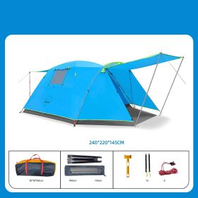 Four Person Outdoor Camping Space Folding And Thickening Tent Rain And Sun Proof Outdoor (Option: Blue-Tent)
