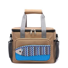 Fish Pattern Cooler Bags Lunch Box Bag EVA Insulation Waterproof Portable Lunch Bag Outdoor Multifunctional Picnic Bag (Option: Medium A434 Khaki)