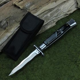 High Hardness Outdoor Stainless Steel Folding Knife (Option: Black stipe-Snake blade)