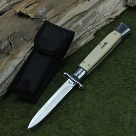 High Hardness Outdoor Stainless Steel Folding Knife (Option: White stipe-White blade)