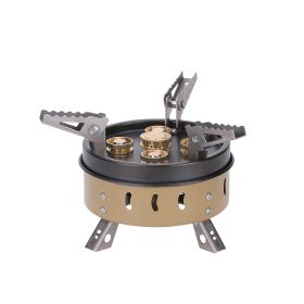 Portable Windproof Camping Cookout Gas Stove Holder Set (Option: Dark khaki)