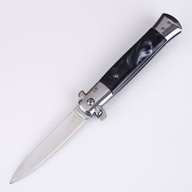 Stainless Steel Folding Self-defense Wilderness Survival Knife (Option: Black resin)