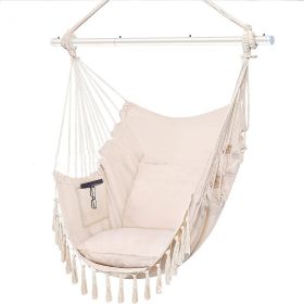 Folding Reinforced Iron Pipe Outdoor Hammock Anti-rollover Bedroom Swing Hanging Chair (Option: White-Common accessories)
