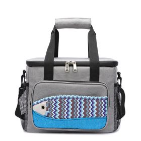 Fish Pattern Cooler Bags Lunch Box Bag EVA Insulation Waterproof Portable Lunch Bag Outdoor Multifunctional Picnic Bag (Option: Medium A434 Gray)