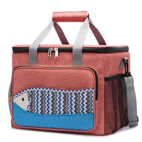 Fish Pattern Cooler Bags Lunch Box Bag EVA Insulation Waterproof Portable Lunch Bag Outdoor Multifunctional Picnic Bag (Option: Large A436 Pink Color)