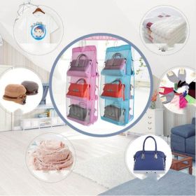 Non-woven Bag Hanging Handbag Storage Bag (Color: Pink)