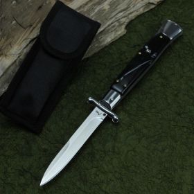 High Hardness Outdoor Stainless Steel Folding Knife (Option: Black stipe-White blade)