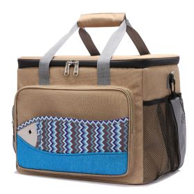 Fish Pattern Cooler Bags Lunch Box Bag EVA Insulation Waterproof Portable Lunch Bag Outdoor Multifunctional Picnic Bag (Option: Large A436 Khaki)