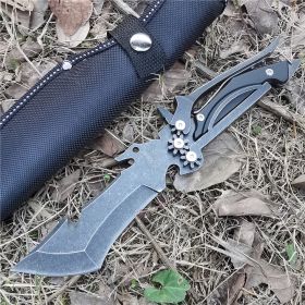 Mechanical Tools Knife Vehicle Camping Meat Cutting Straight Knife (Color: Black)